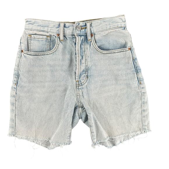 Pacsun Stretch Dad Short Cut-Off Denim Jean Shorts Size 0 Light Wash Button Fly - Picture 1 of 5